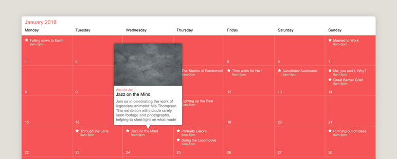 a sample calendar theme that comes with ChronoFlo Calendar