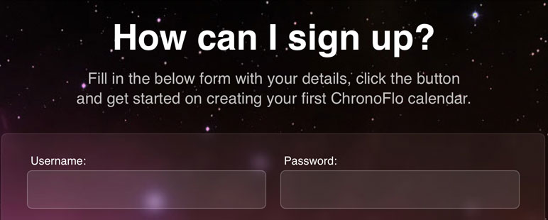 how to create an account with ChronoFlo Calendar